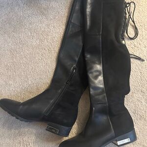 Guess Black Lace-Up Knee-High Boots